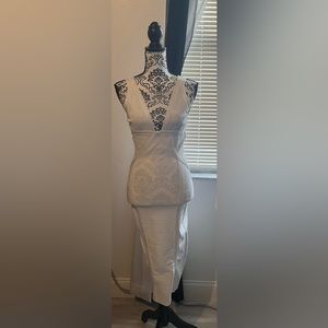 Tight fitted white body-con dress